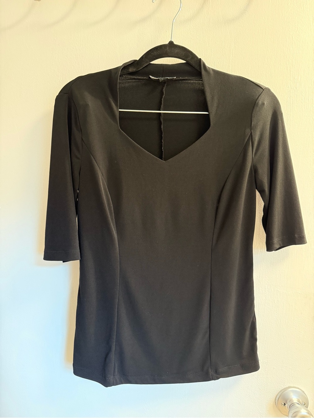 Premise Black V-Neck Short Sleeve Top